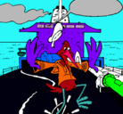 Dibujo Cigüeña en un barco pintado por SARA