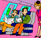 Dibujo Pasajeros en el avión pintado por valentina