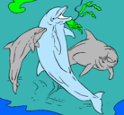 Dibujo Delfines jugando pintado por andrea