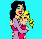 Dibujo Madre e hija abrazadas pintado por miriam
