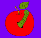 Dibujo Manzana con gusano pintado por fabi