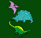 Dibujo Tres clases de dinosaurios pintado por NATALIA