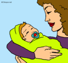 Dibujo Madre con su bebe II pintado por alixia