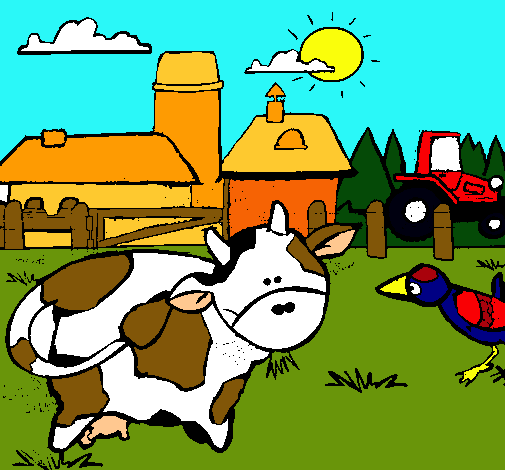 Vaca en la granja