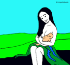 Dibujo Madre con su bebe pintado por waleska