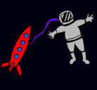 Dibujo Cohete y astronauta pintado por adri