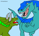 Dibujo Lucha de dinosaurios pintado por beto