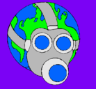 Dibujo Tierra con máscara de gas pintado por katara