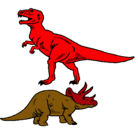 Dibujo Triceratops y tiranosaurios rex pintado por josejuan