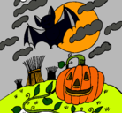 Dibujo Paisaje de Halloween pintado por alondra