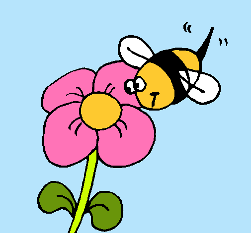 Abeja y flor