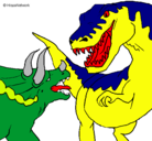Dibujo Lucha de dinosaurios pintado por franco