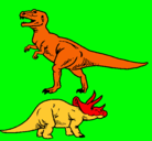 Dibujo Triceratops y tiranosaurios rex pintado por pablo