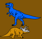 Dibujo Triceratops y tiranosaurios rex pintado por valentinapayarola