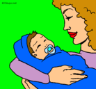 Dibujo Madre con su bebe II pintado por alejandro