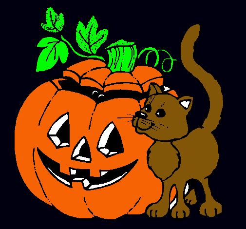 Calabaza y gato