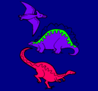 Dibujo Tres clases de dinosaurios pintado por alex