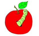 Dibujo Manzana con gusano pintado por tatiana