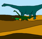Dibujo Familia de Braquiosaurios pintado por beto