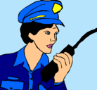 Dibujo Policía con el walkie pintado por timi