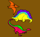 Dibujo Tres clases de dinosaurios pintado por ben10