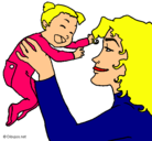 Dibujo Madre con su bebe pintado por jasmin