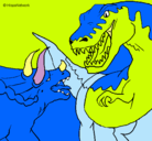 Dibujo Lucha de dinosaurios pintado por jjvjcdicddfvpfkffooo
