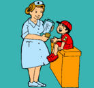 Dibujo Enfermera y niño pintado por maca