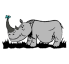 Dibujo Rinoceronte y mariposa pintado por adfghj