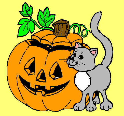 Calabaza y gato