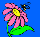 Dibujo Margarita con abeja pintado por casimira