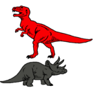 Dibujo Triceratops y tiranosaurios rex pintado por alexycuichi