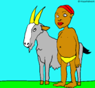 Dibujo Cabra y niño africano pintado por victttor