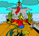 Dibujo Cigüeña en un barco pintado por mario