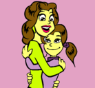 Dibujo Madre e hija abrazadas pintado por MARA