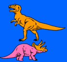 Dibujo Triceratops y tiranosaurios rex pintado por lule