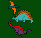 Dibujo Tres clases de dinosaurios pintado por javier