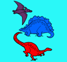 Dibujo Tres clases de dinosaurios pintado por angeltrexycristhian