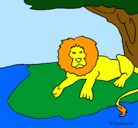 Dibujo Rey león pintado por mario