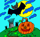 Dibujo Paisaje de Halloween pintado por lacalabasaenbrujada
