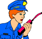 Dibujo Policía con el walkie pintado por valentina