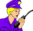 Dibujo Policía con el walkie pintado por ARIANA
