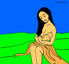 Dibujo Madre con su bebe pintado por Gabi