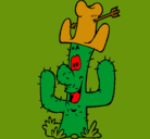 Dibujo Cactus con sombrero pintado por toby