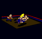 Dibujo Lucha en el ring pintado por linda