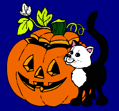 Calabaza y gato