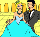Dibujo Princesa y príncipe en el baile pintado por antu