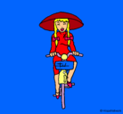 Dibujo China en bicicleta pintado por nadia