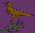 Dibujo Triceratops y tiranosaurios rex pintado por MariselaAyalaD