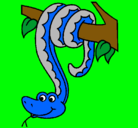 Dibujo Serpiente colgada de un árbol pintado por roon